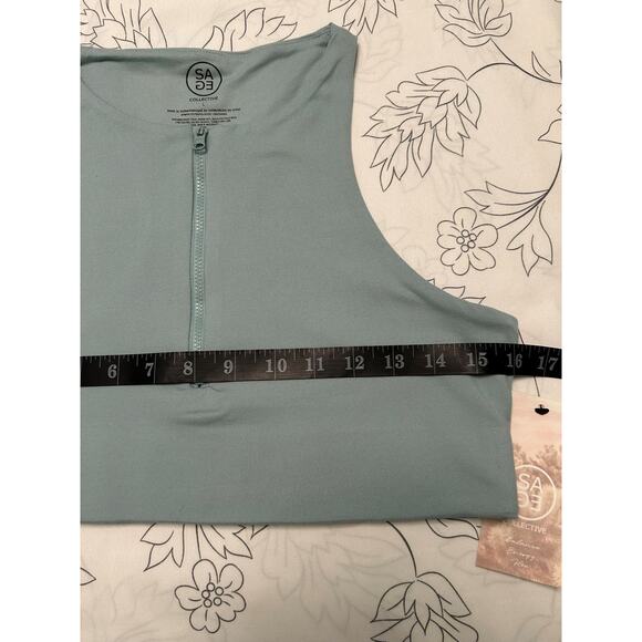 NWT SAGE COLLECTIVE Racerback Zip Up Active Top-Ether/Sage-Large - Picture 9 of 10